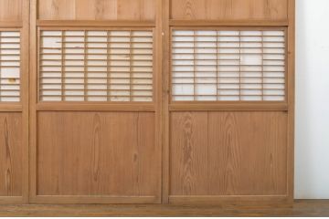 アンティーク建具　味わい深い風合いが魅力の障子帯戸4枚セット(障子戸、格子戸、板戸、引き戸)(R-064057)