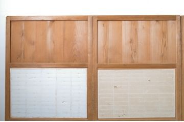 アンティーク建具　味わい深い風合いが魅力の障子帯戸4枚セット(障子戸、格子戸、板戸、引き戸)(R-064057)