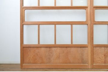 アンティーク建具　シンプルで取り入れやすいガラス戸3枚セット(引き戸)(R-064059)