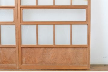 アンティーク建具　シンプルで取り入れやすいガラス戸3枚セット(引き戸)(R-064059)