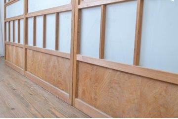 アンティーク建具　シンプルで取り入れやすいガラス戸3枚セット(引き戸)(R-064059)