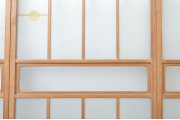 アンティーク建具　シンプルで取り入れやすいガラス戸3枚セット(引き戸)(R-064059)