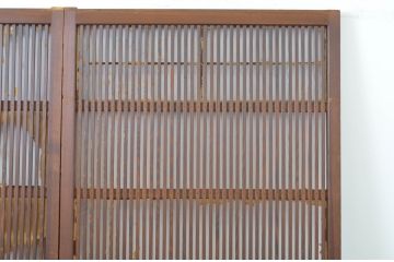 アンティーク建具　和の風情が感じられる裏障子付き格子戸3枚セット(障子戸、引き戸、ガラス帯戸)(R-064062)