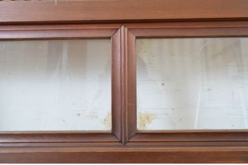 アンティーク建具　和の風情が感じられる裏障子付き格子戸3枚セット(障子戸、引き戸、ガラス帯戸)(R-064062)