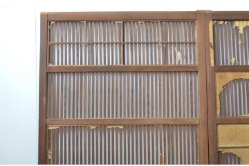 アンティーク建具　和の風情が感じられる裏障子付き格子戸3枚セット(障子戸、引き戸、ガラス帯戸)(R-064062)