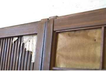 アンティーク建具　和の風情が感じられる裏障子付き格子戸3枚セット(障子戸、引き戸、ガラス帯戸)(R-064062)