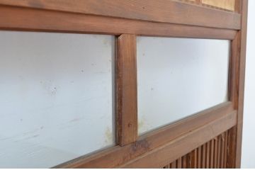 アンティーク建具　和の風情が感じられる裏障子付き格子戸3枚セット(障子戸、引き戸、ガラス帯戸)(R-064062)
