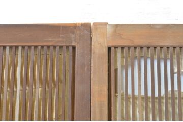 アンティーク建具　腰板欅(ケヤキ)材　和の風情が感じられる裏障子付き格子戸4枚セット(障子戸、引き戸、ガラス帯戸)(R-064063)
