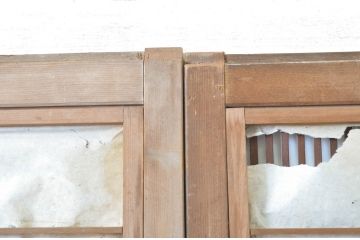 アンティーク建具　腰板欅(ケヤキ)材　和の風情が感じられる裏障子付き格子戸4枚セット(障子戸、引き戸、ガラス帯戸)(R-064063)