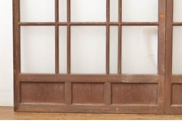 アンティーク建具　大正ロマンの雰囲気香るガラス窓2枚セット(ガラス戸、引き戸)(R-064066)