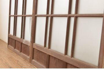 アンティーク建具　大正ロマンの雰囲気香るガラス窓2枚セット(ガラス戸、引き戸)(R-064066)