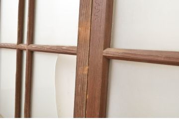 アンティーク建具　大正ロマンの雰囲気香るガラス窓2枚セット(ガラス戸、引き戸)(R-064066)