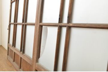 アンティーク建具　大正ロマンの雰囲気香るガラス窓2枚セット(ガラス戸、引き戸)(R-064066)