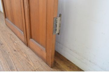 アンティーク建具　大正ロマン　エッチングガラスがおしゃれな古い洋館の親子ドア1対(彫刻ガラス、木製扉、ガラス扉)(R-064068)