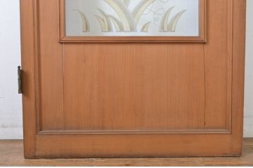 アンティーク建具　大正ロマン　エッチングガラスがおしゃれな古い洋館のドア1枚(彫刻ガラス、扉、木製扉、ガラス扉)(R-064069)