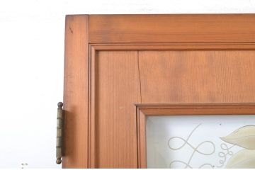アンティーク建具　大正ロマン　エッチングガラスがおしゃれな古い洋館のドア1枚(彫刻ガラス、扉、木製扉、ガラス扉)(R-064069)