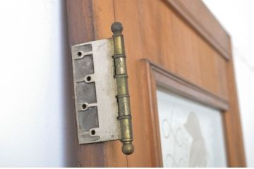 アンティーク建具　大正ロマン　エッチングガラスがおしゃれな古い洋館のドア1枚(彫刻ガラス、扉、木製扉、ガラス扉)(R-064069)