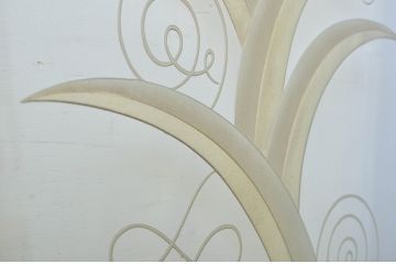 アンティーク建具　大正ロマン　エッチングガラスがおしゃれな古い洋館のドア1枚(彫刻ガラス、扉、木製扉、ガラス扉)(R-064069)