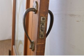 アンティーク建具　大正ロマン　エッチングガラスがおしゃれな古い洋館のドア1枚(彫刻ガラス、扉、木製扉、ガラス扉)(R-064069)