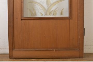 アンティーク建具　大正ロマン　エッチングガラスがおしゃれな古い洋館のドア1枚(彫刻ガラス、扉、木製扉、ガラス扉)(R-064069)