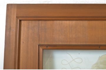 アンティーク建具　大正ロマン　エッチングガラスがおしゃれな古い洋館のドア1枚(彫刻ガラス、扉、木製扉、ガラス扉)(R-064069)
