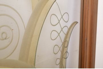 アンティーク建具　大正ロマン　エッチングガラスがおしゃれな古い洋館のドア1枚(彫刻ガラス、扉、木製扉、ガラス扉)(R-064069)