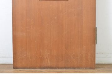 アンティーク建具　柾目の美しいプレスガラス入りドア1枚(扉、木製扉、ガラス扉)(R-064070)