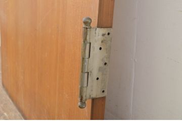 アンティーク建具　柾目の美しいプレスガラス入りドア1枚(扉、木製扉、ガラス扉)(R-064070)