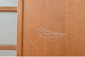 アンティーク建具　柾目の美しいプレスガラス入りドア1枚(扉、木製扉、ガラス扉)(R-064070)