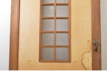 アンティーク建具　柾目の美しいプレスガラス入りドア1枚(扉、木製扉、ガラス扉)(R-064070)