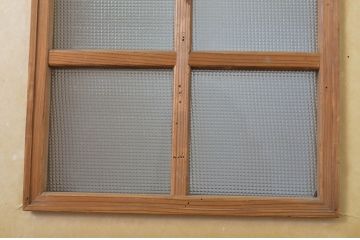 アンティーク建具　柾目の美しいプレスガラス入りドア1枚(扉、木製扉、ガラス扉)(R-064070)