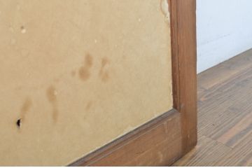 アンティーク建具　柾目の美しいプレスガラス入りドア1枚(扉、木製扉、ガラス扉)(R-064070)