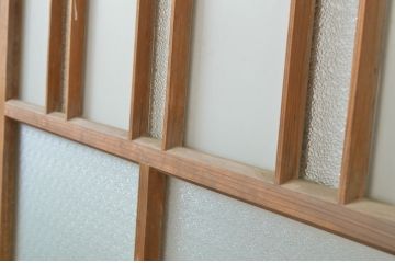アンティーク建具　大正ロマンの雰囲気を醸し出すガラス戸2枚セット(引き戸)(R-064071)