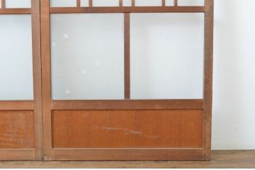 アンティーク建具　大正ロマンの雰囲気を醸し出すガラス戸2枚セット(引き戸)(R-064071)