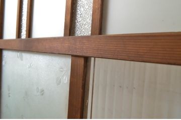 アンティーク建具　大正ロマンの雰囲気を醸し出すガラス戸2枚セット(引き戸)(R-064071)