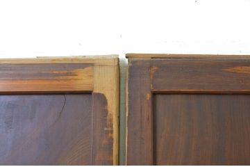 アンティーク建具　鏡板欅(ケヤキ)材1枚板　レーザー組子入り!!経年を感じる風合いが魅力の組子帯戸3枚セット(ガラス帯戸、引き戸)(R-064072)