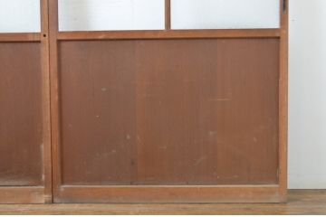アンティーク建具　木のぬくもり感じる色合いが魅力のガラス戸2枚セット(引き戸)(R-064073)