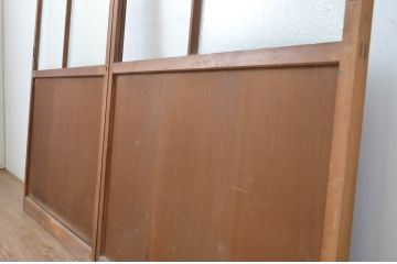 アンティーク建具　木のぬくもり感じる色合いが魅力のガラス戸2枚セット(引き戸)(R-064073)