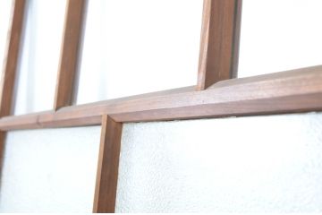 アンティーク建具　木のぬくもり感じる色合いが魅力のガラス戸2枚セット(引き戸)(R-064073)