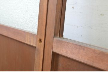 アンティーク建具　木のぬくもり感じる色合いが魅力のガラス戸2枚セット(引き戸)(R-064073)