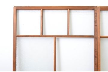 アンティーク建具　木のぬくもり感じる色合いが魅力のガラス戸2枚セット(引き戸)(R-064073)