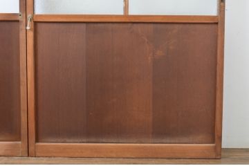 アンティーク建具　木のぬくもり感じる色合いが魅力のガラス戸2枚セット(引き戸)(R-064073)