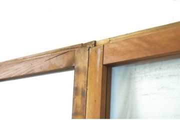 アンティーク建具　木のぬくもり感じる色合いが魅力のガラス戸2枚セット(引き戸)(R-064073)