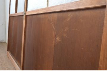 アンティーク建具　木のぬくもり感じる色合いが魅力のガラス戸2枚セット(引き戸)(R-064073)