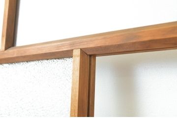アンティーク建具　木のぬくもり感じる色合いが魅力のガラス戸2枚セット(引き戸)(R-064073)