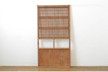 アンティーク建具　和の風情が感じられる裏障子付き格子戸1枚(障子戸、引き戸)(R-064074)