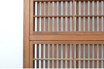 アンティーク建具　和の風情が感じられる裏障子付き格子戸1枚(障子戸、引き戸)(R-064074)