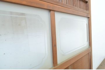 アンティーク建具　和の風情が感じられる裏障子付き格子戸1枚(障子戸、引き戸)(R-064074)