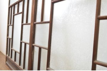 アンティーク建具　大正ロマンの雰囲気漂うガラス窓2枚セット(ガラス戸、引き戸)(R-064075)