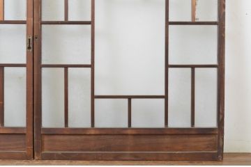 アンティーク建具　大正ロマンの雰囲気漂うガラス窓2枚セット(ガラス戸、引き戸)(R-064075)